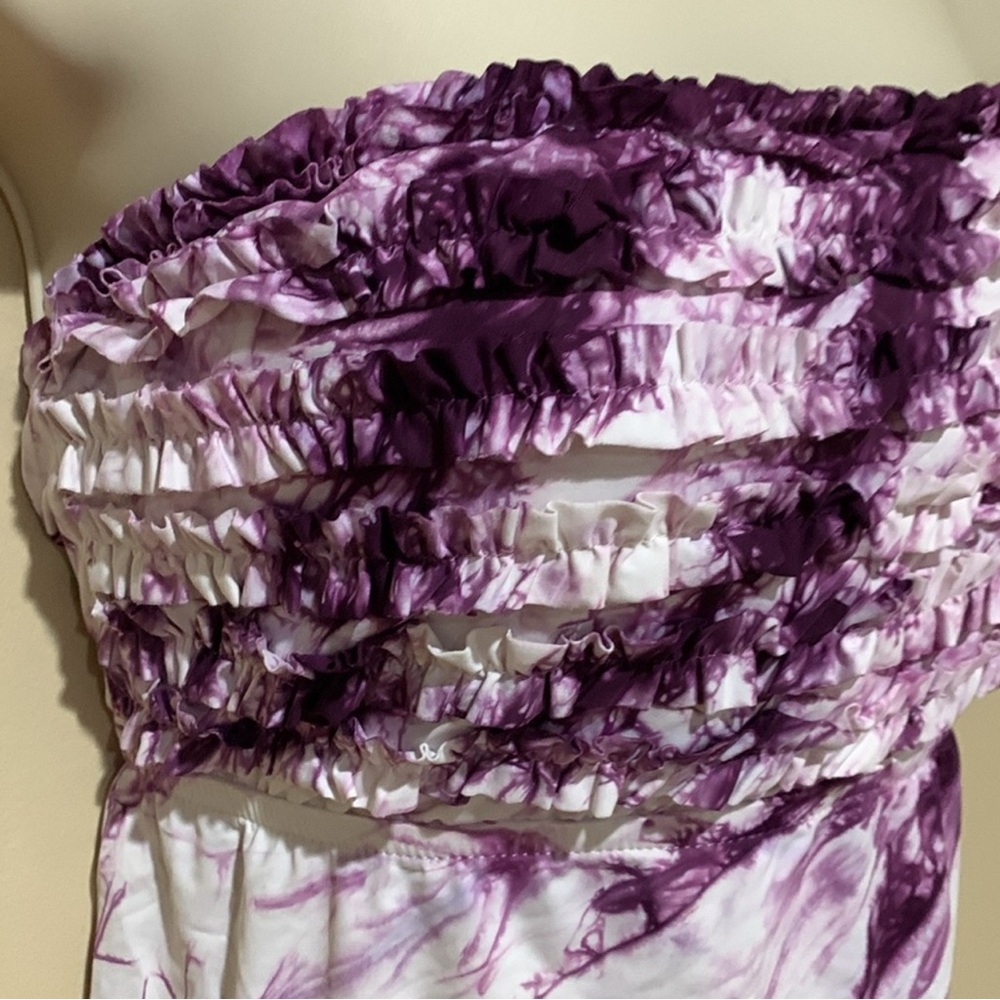 Lucky Brand Purple and White Tie-Dye Tankini, size L - Picture 3 of 7